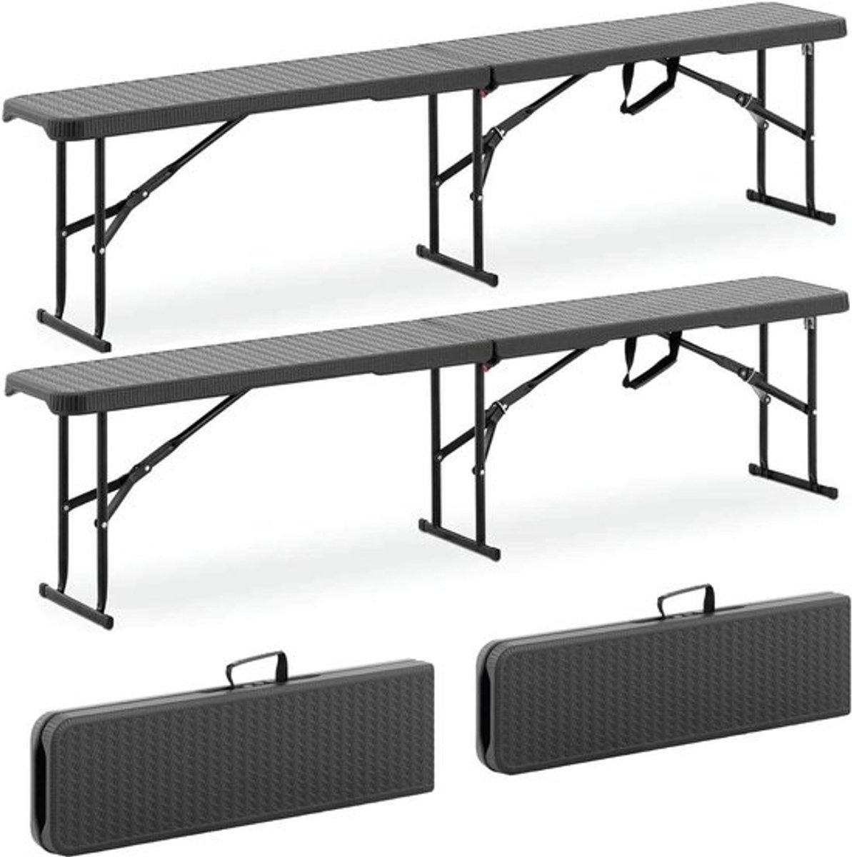 Inklapbare Bierbank Set - 2 Opvouwbare Banken voor Buiten - 183 cm - Ideaal voor Tuinfeesten en Barbecues