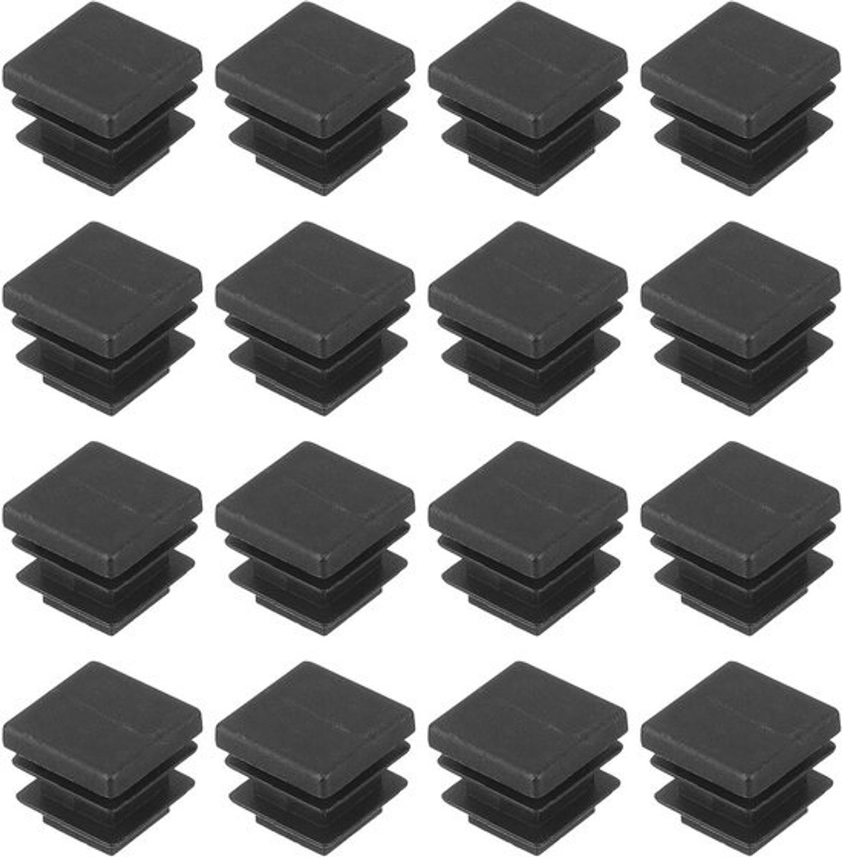 Vierkante Inzetdoppen - Buisafdekking Eindkap - Meubels Beschermen - Zachte Antislip Demping - 36 stuks - Zwart