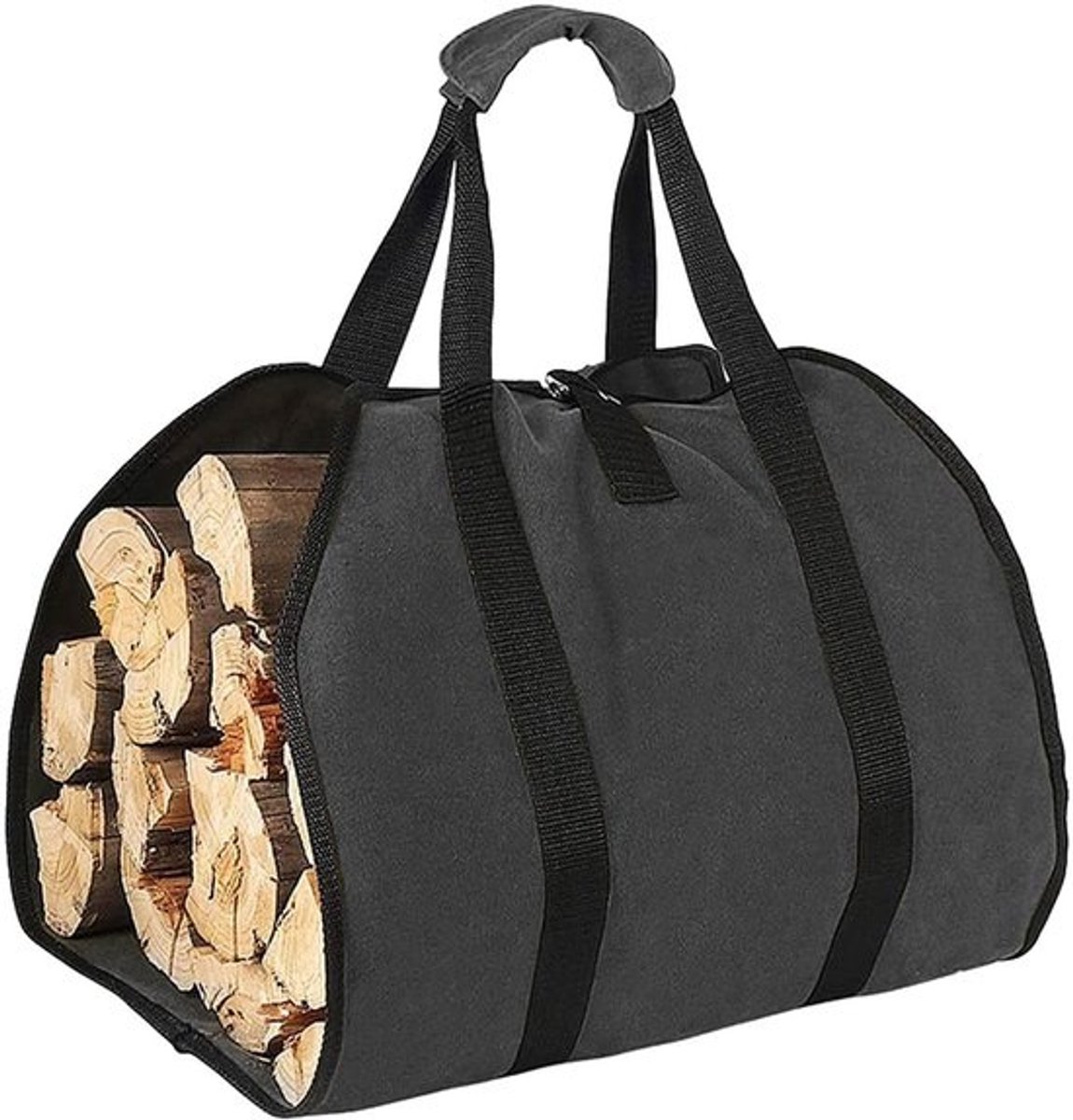 Haardhoutopslag - Brandhoutdrager robuuste Oxford-canvas- draagtas - waterafstotend - zwart