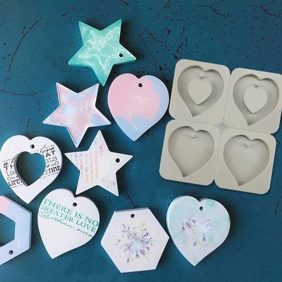 2 stuks handgemaakte zeepvormen, siliconen vormen voor zeep, wasvormen van siliconen met gat om op te hangen voor doe-het-zelf sieraden, decoratie, kunsthandwerk — afbeelding 2