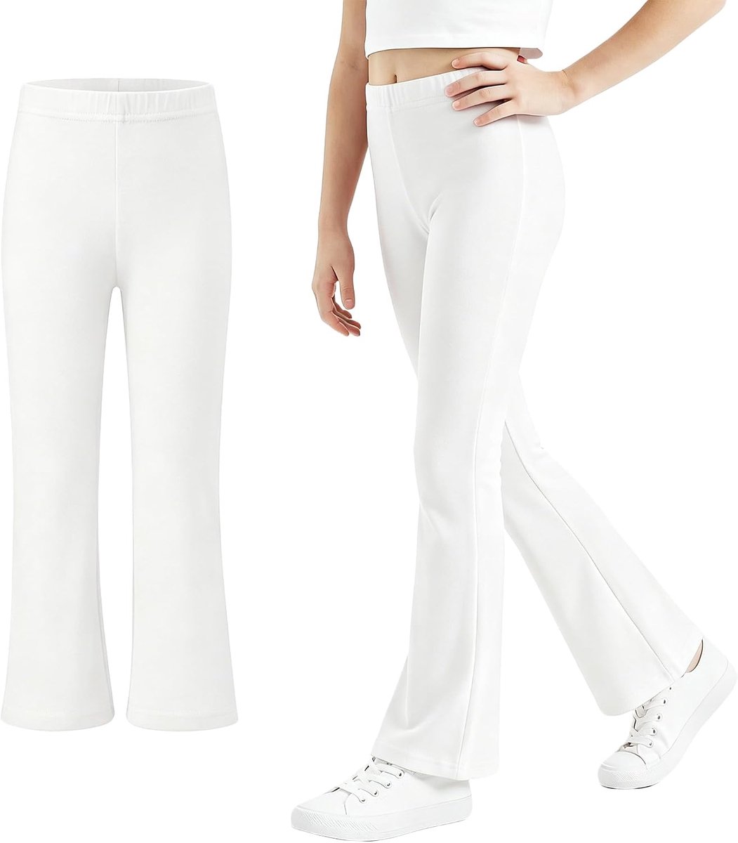 meisjeslegging Elastische ademende broek met wijde pijpen Kinderen Katoen Flared sportlegging Wijde pijpen Basic bootcut broek Lange effen kleur Dans yogabroek Sportkleding voor 7-16 jaar