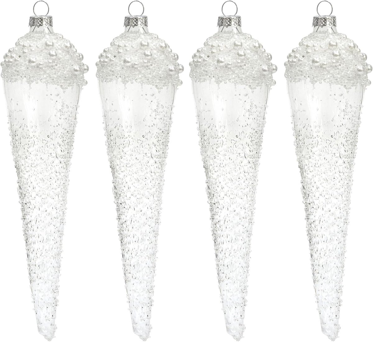 Kerstballen, goud, glas, 4 stuks, ornamenten voor kerstboom, kerstballen, glas, kerstdecoratie, kralen (parel)