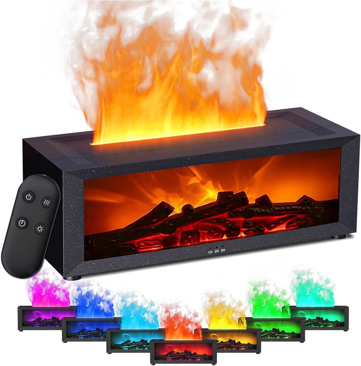 Geuroliediffusers met led-open haard, aromadiffuser voor etherische oliën, diffuser met dynamisch vlameffect, 150 ml luchtbevochtiger met afstandsbediening, timer, voor in de slaapkamer, kantoor, spa