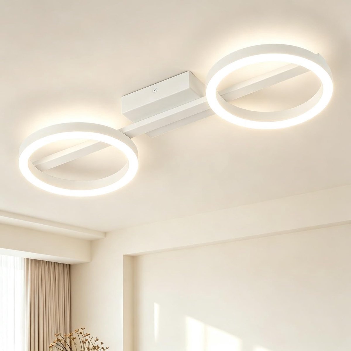 51,5cm Wit LED Plafondlamp,Moderne 2-Ring Lamp