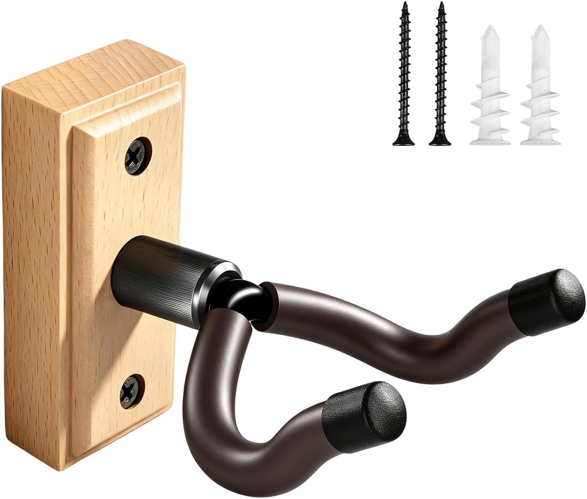 Wandhouder voor gitaar, van hoogwaardig massief hout, gitaaraccessoires, U-vormige hardhouten haak (beuken, 1 stuk)