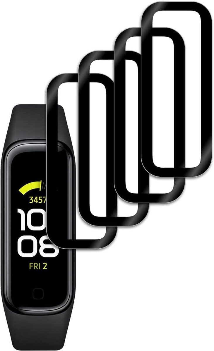 compatibel met Samsung Galaxy Fit 2, 4 stuks, 3D gebogen randen, anti-kras, luchtbellen, anti-vingerafdruk, onbreekbare displaybeschermfolie