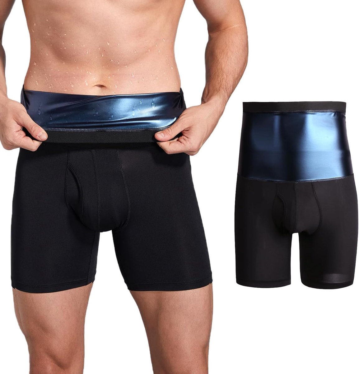 saunabroek voor heren, workout, compressieshorts, buikcontrole, shapewear, hoge taille