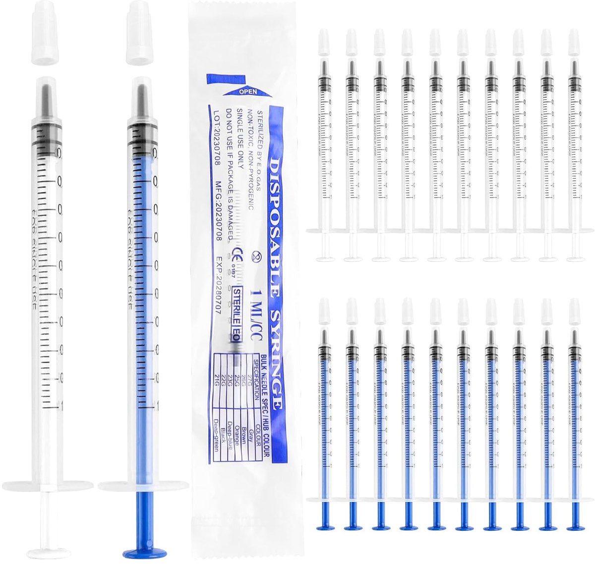 20 stuks spuiten 1 ml spuiten colostrum spuit colostrum verzamelaar kunststof spuiten met doppen zonder naald voor het bijvullen en meten van vloeistoffen wetenschappelijke laboratoria diervoeding
