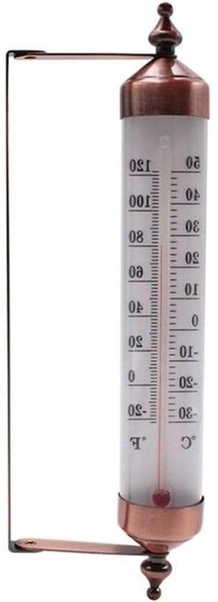 Metalen Thermometer - Wandthermometer Weerstation - Temperatuur Meten - Werkt Zonder Batterijen - 25.4 cm - Zilverkleurig
