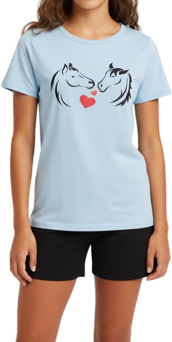 One Clothing Meisjespyjama kort - zachte single-jersey van 100% katoen - met paardenmotief