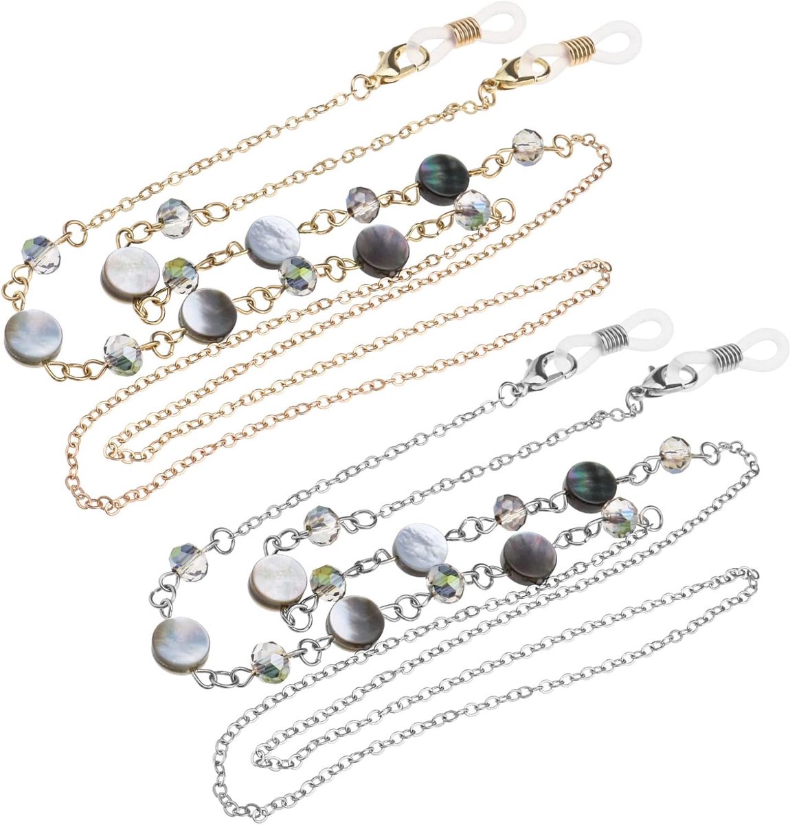 2 STKS Zonnebril Ketting Mode Kristal Shell Lenzenvloeistof Ketting Antislip Bril Houder Ketting Eyewear Retainer Cord voor Vrouwen en Meisjes