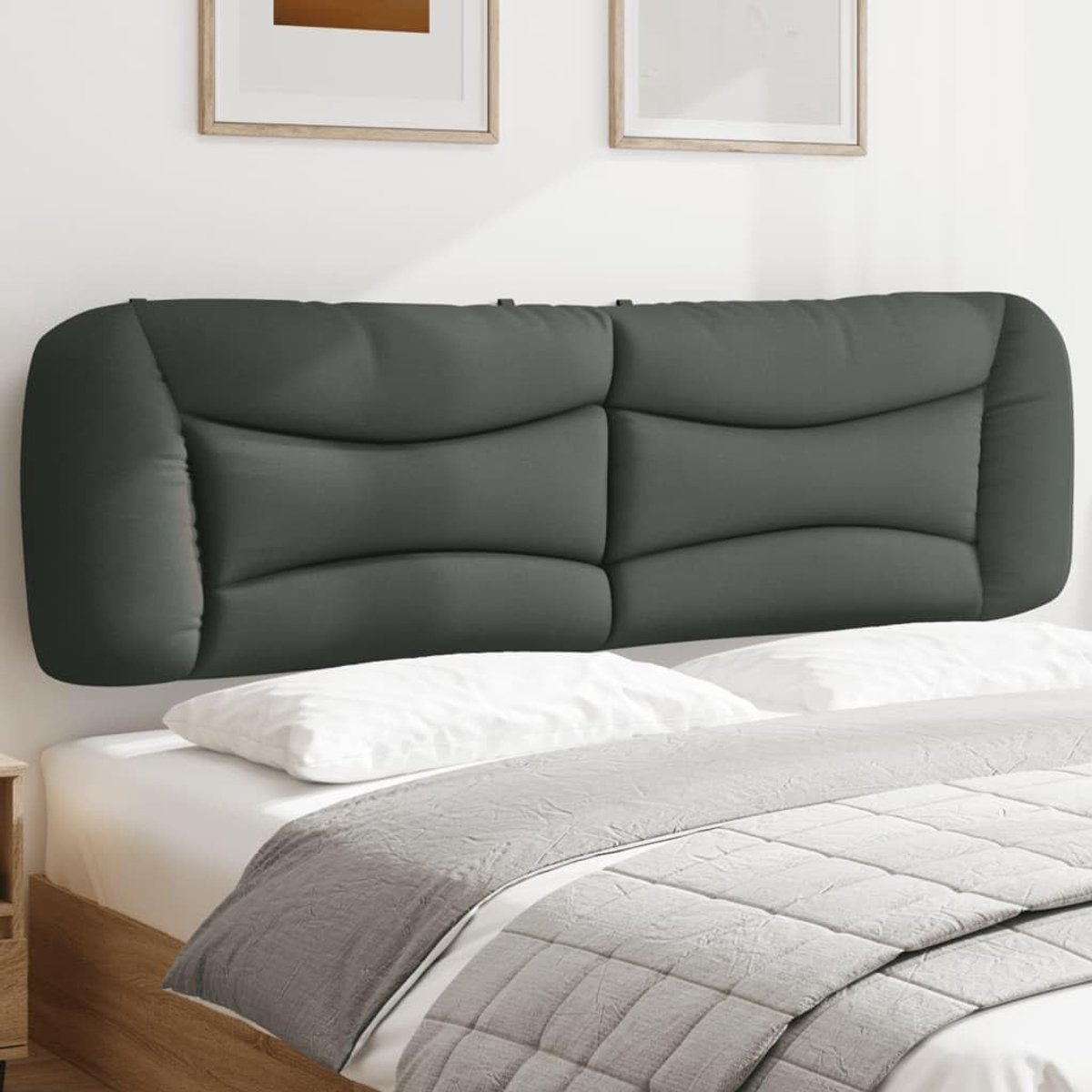 Hoofdbordkussen Hvar donkergrijs 180 cm stof, ademend kussen met ritssluiting voor wandmontage, ergonomische rugleuning voor comfort, duurzaam