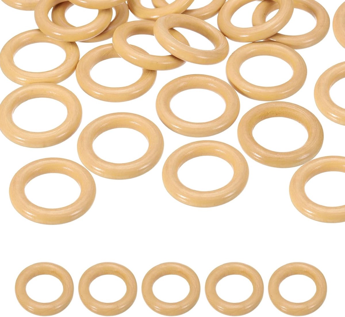 55 mm natuurlijke houten ringen, 30 stuks houten ring ronde verbindingsringen, lichtgeel