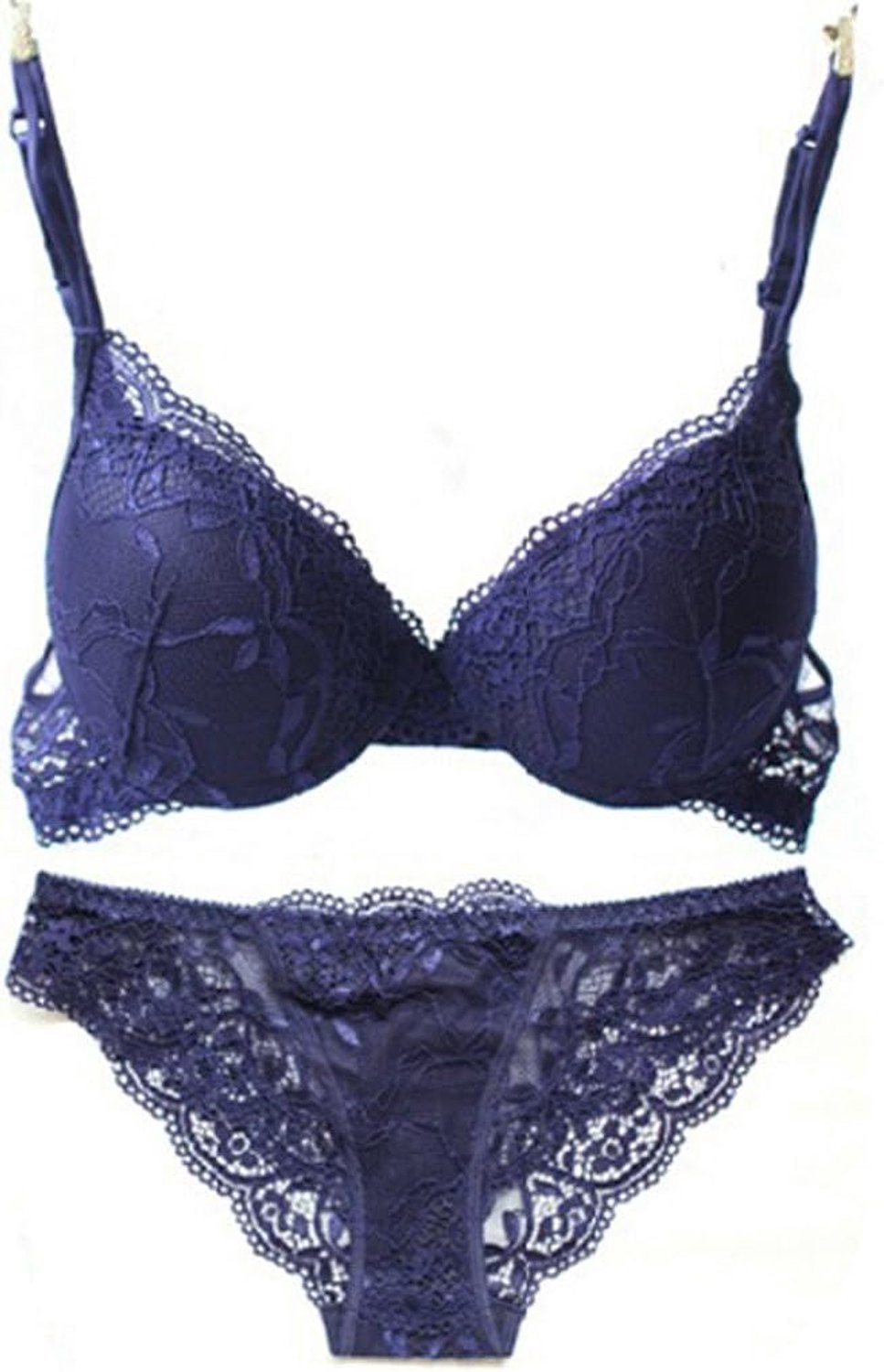 Solid Lace Push Up Bra Set