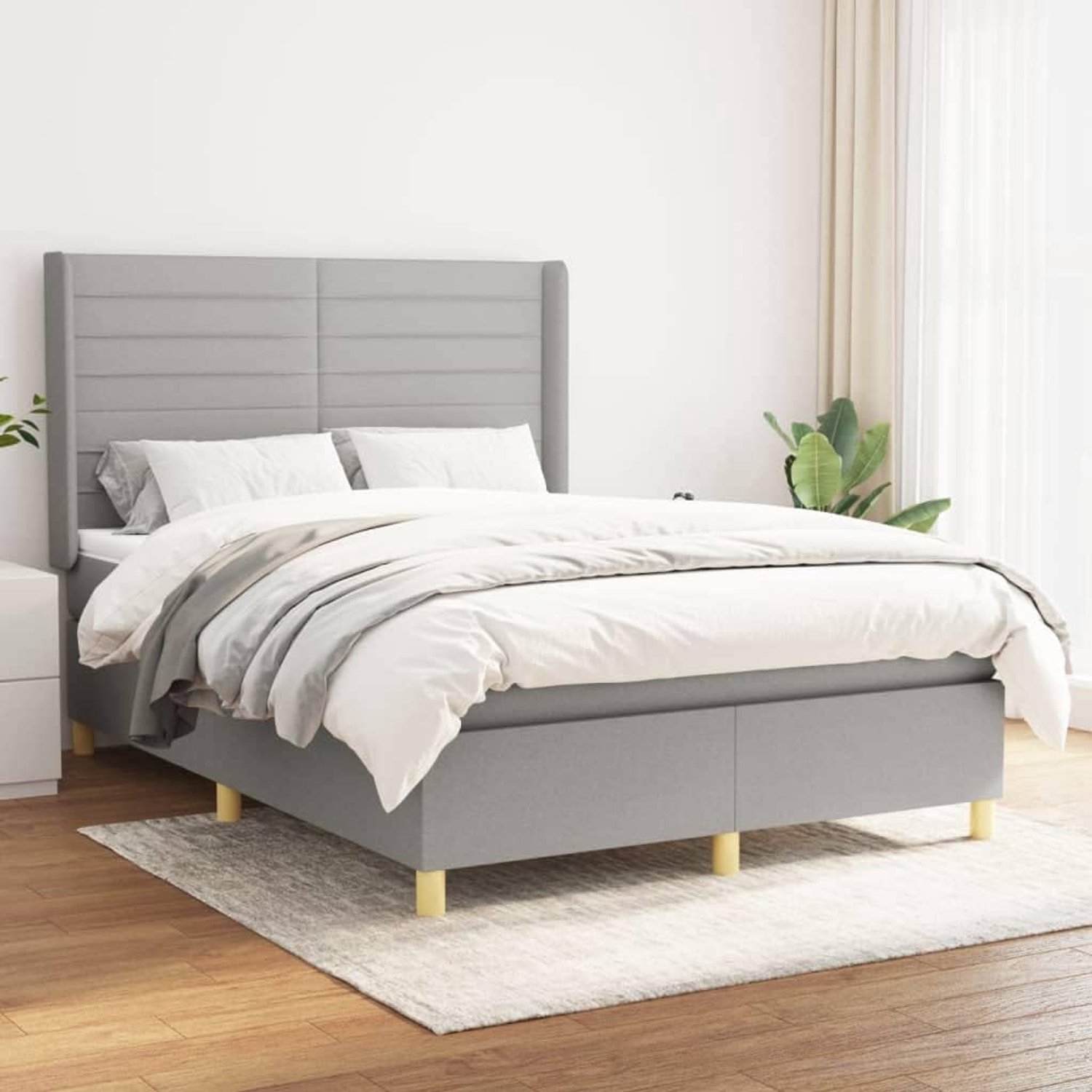 Stof Verstelbaar hoofdbord Boxspring Lichtgrijs 140x200 cm
