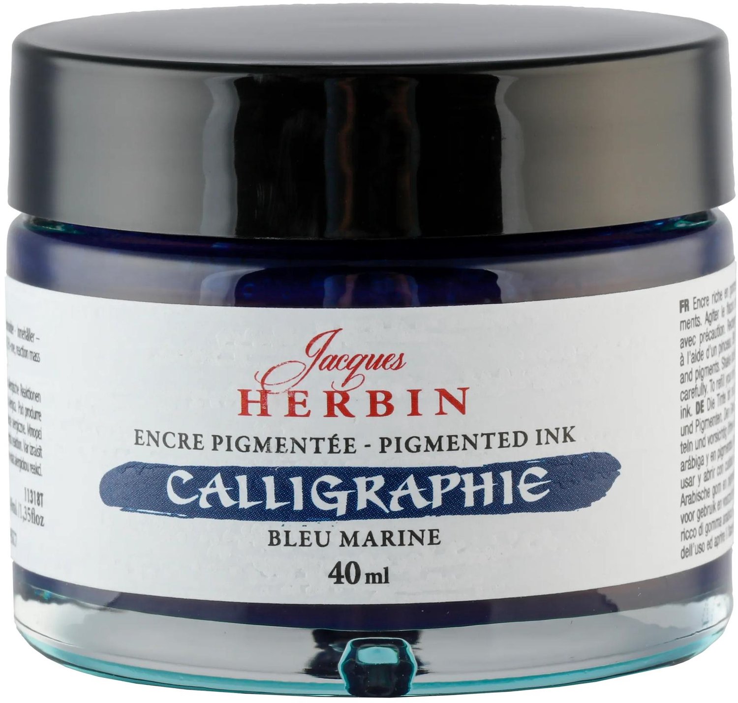 Jacques Herbin Kalligrafie Inkt – Gepigmenteerde Inkt voor Dip Pen en Kroontjespen – Marine Blauw – 40 ml