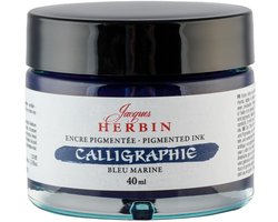 Jacques Herbin Kalligrafie Inkt – Gepigmenteerde Inkt voor Dip Pen en Kroontjespen – Marine Blauw – 40 ml