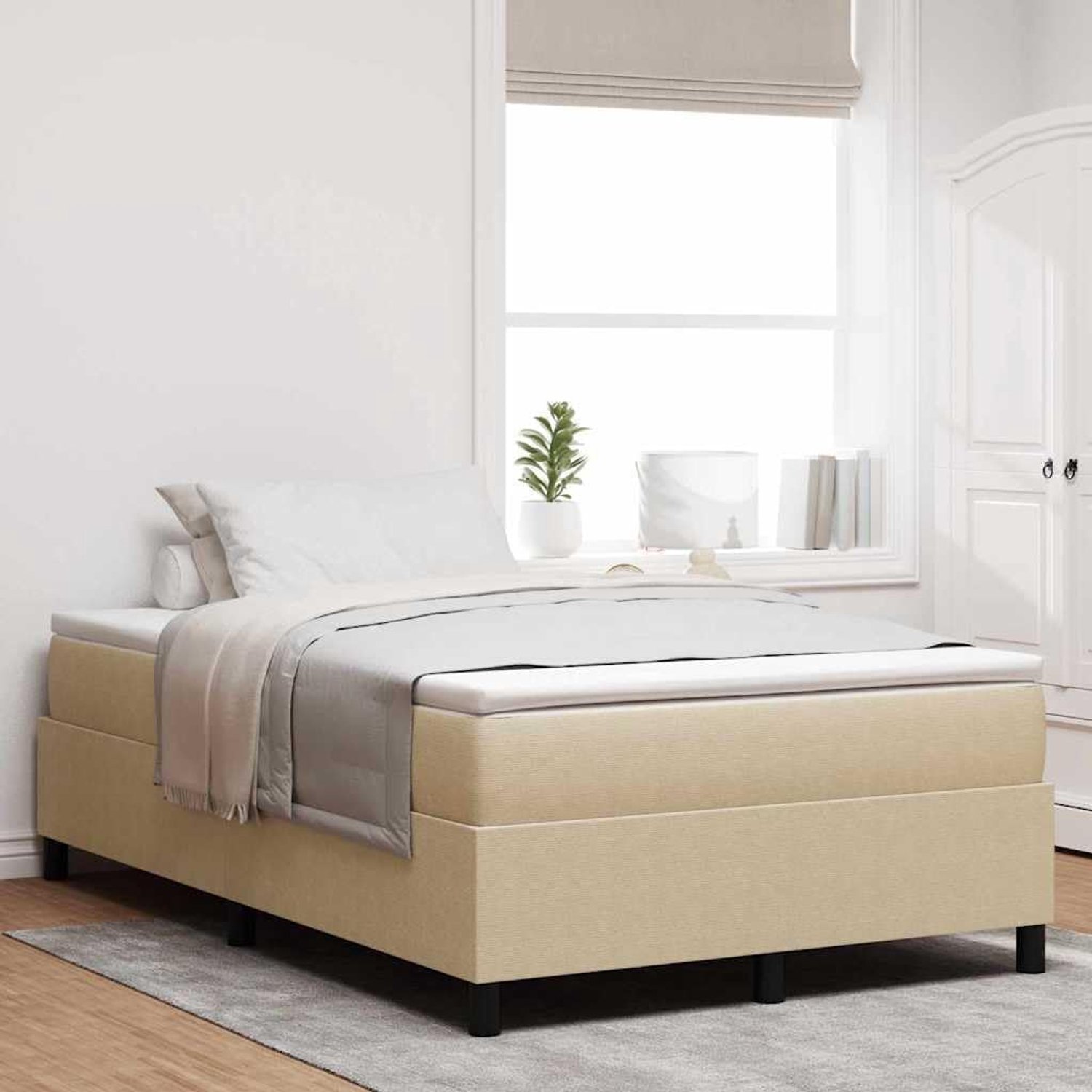 120 x 190 cm lichtgrijs wit corduroy stof incl. pocketveringmatras & moderne slaapkamermeubels