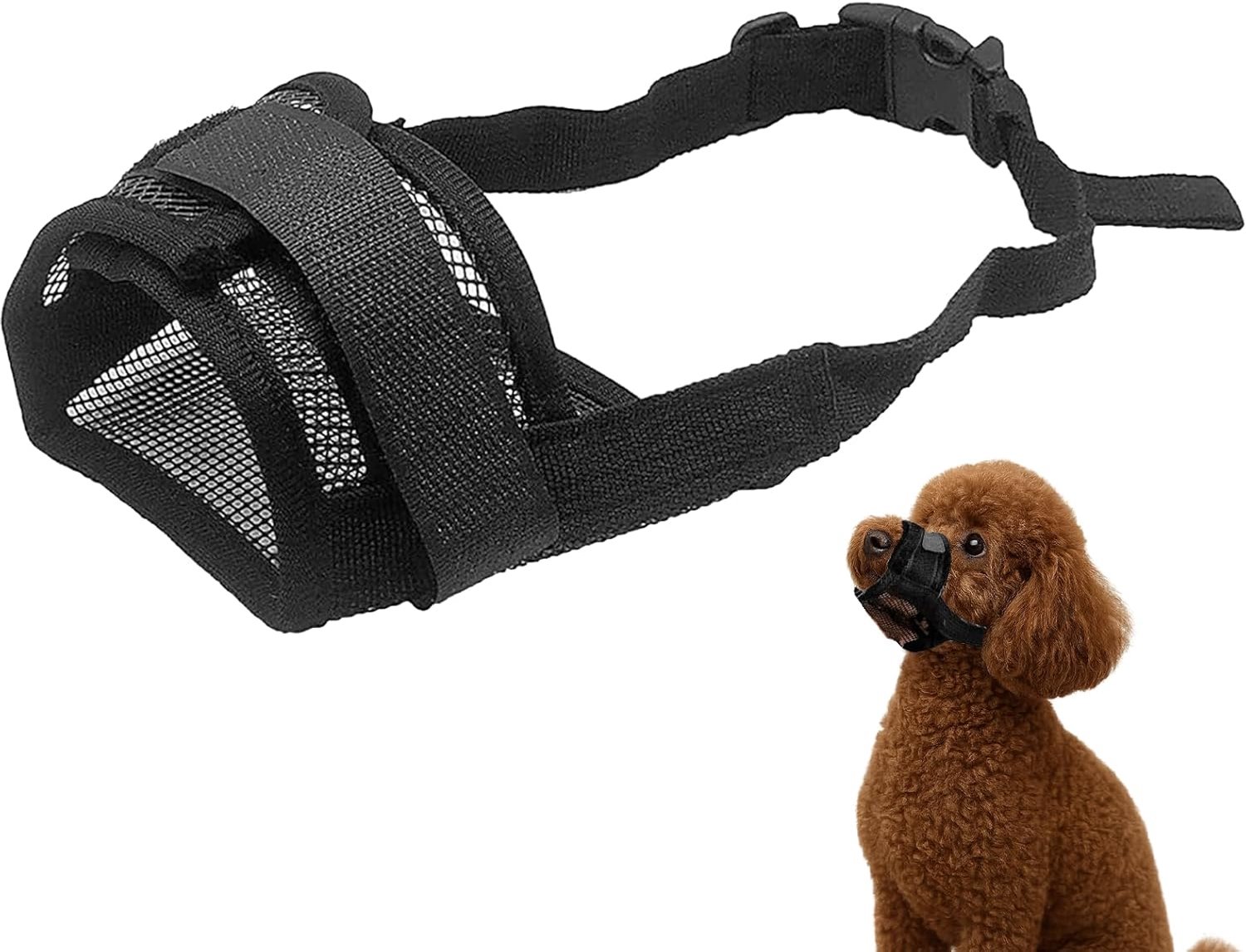 Bulldog Muilkorf - Muilkorf voor kleine honden en muilkorf voor kleine honden - Anti-bijt, kauwcontrole & Aboiemnt - ademend mesh, verstelbaar, maat S, zwart