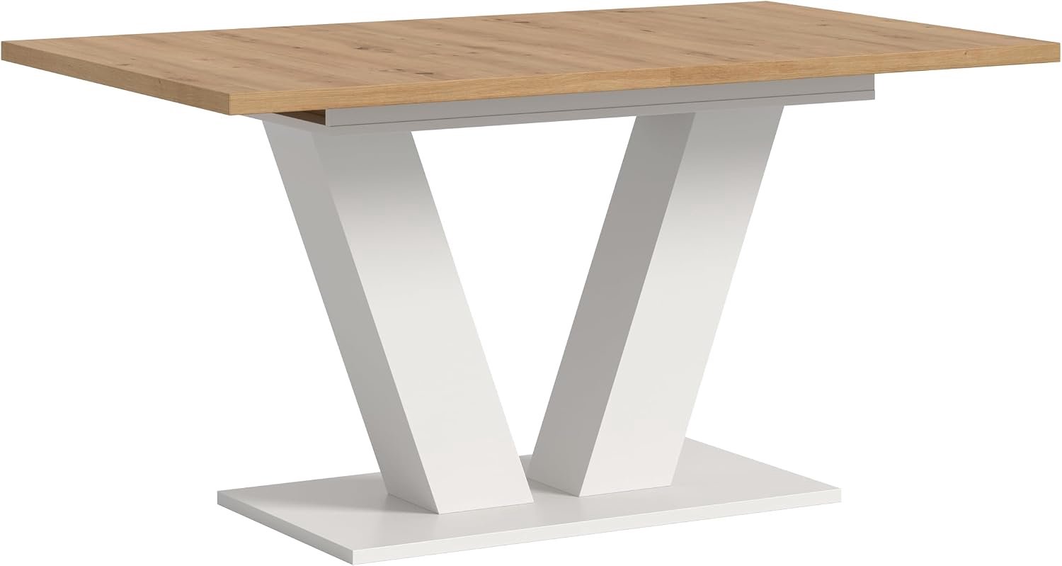 Motion X4AH4T64 Uittrekbare eettafel in Artisan Nb. en wit Nb. met Y-onderstel, ca. 150-190x76x90 cm