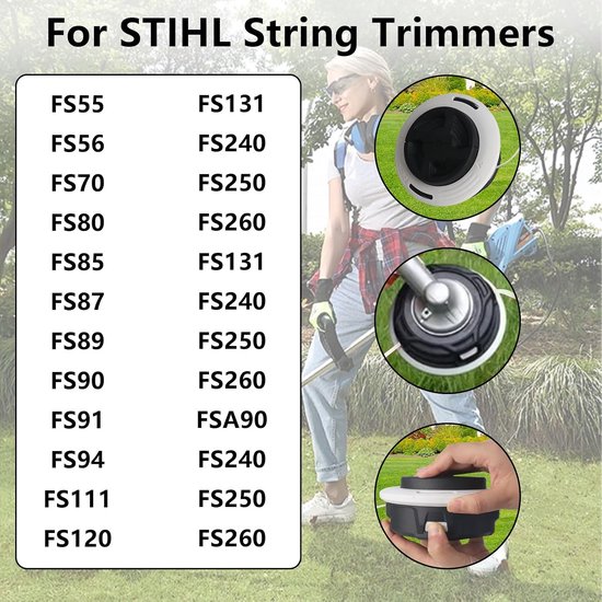 2 stuks maaikop voor Stihl Autocut C26-2, draadkop vervangstukken motormaaier Geschikt voor Stihl FS voor FS56 FS55 FS80 FS85 FS85 FS91 FS90R FS90 FS94 Stihl grasmaaiers toebehoren — afbeelding 3