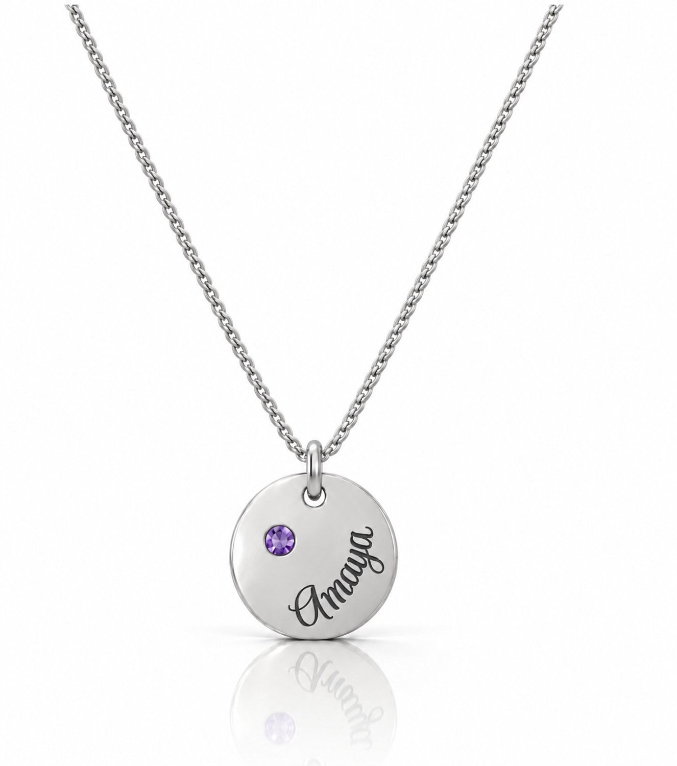 Maevi® Ketting met Naam & Geboortesteen - Kleur: Zilver - Inclusief Ketting 45 CM - Hoge Kwaliteit - RVS / Stainless Steel - Verkleurt Niet - Gepersonaliseerde Ketting - Necklace - Incl. Luxe Verpakking - Naamketting / Ketting met Naam - Birthstone