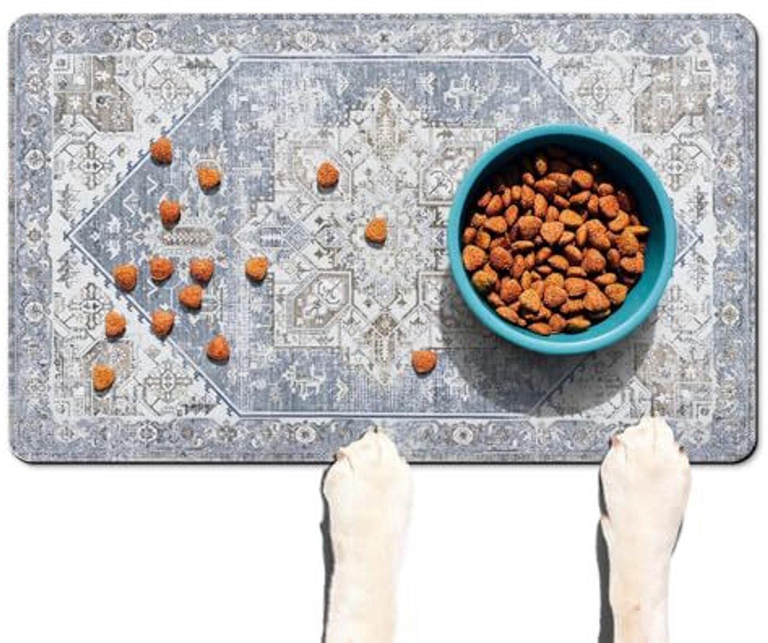 Huisdiermat – Voermat voor honden – Absorberende mat – Mat voor voer- en drinkbakken – Sneldrogend (houdt de voerplek droog en schoon) – Antislip – Eenvoudig dagelijks te reinigen (veeg het oppervlak simpelweg af met een vochtige doek)-50 x 80 cm
