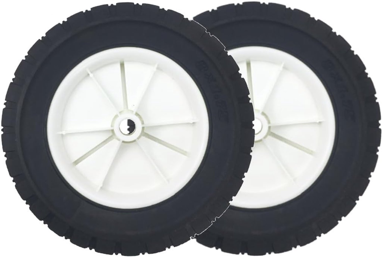 Set van 2 Vervangwielen Ø200mm van Rubber voor Grasmaaier, Kar en Luchtcompressor - Onderdeel voor Grasmaaier en Tractor met Asdiameter 12.7mm