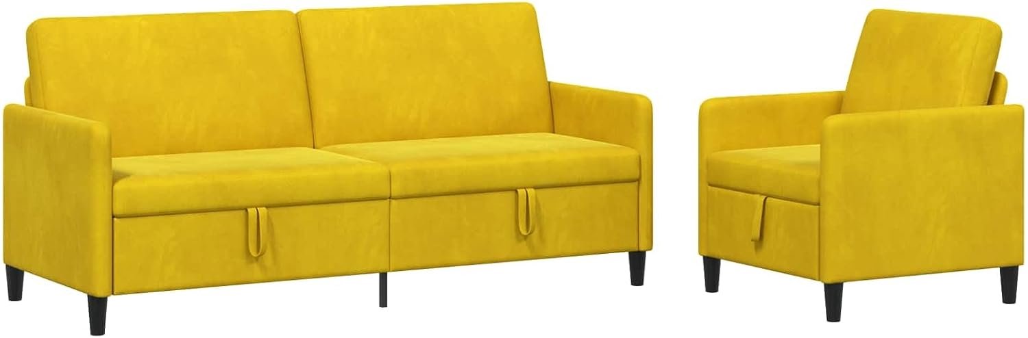 Bank met opbergruimte, 2 stuks, geel polyester