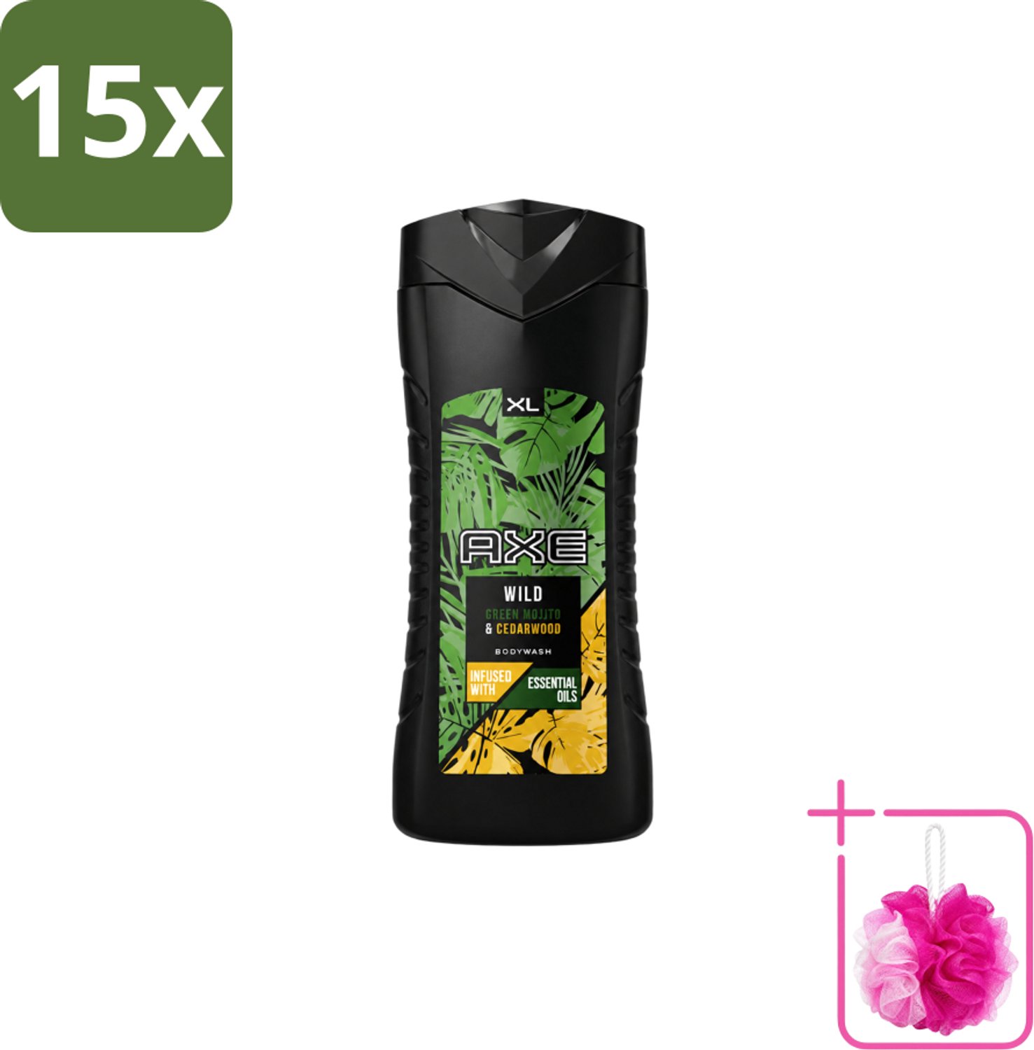 15 x AXE - Douchegel - Wild - 400 ml - Bulkverpakking - Douchegel - Douchemop - Frisheid