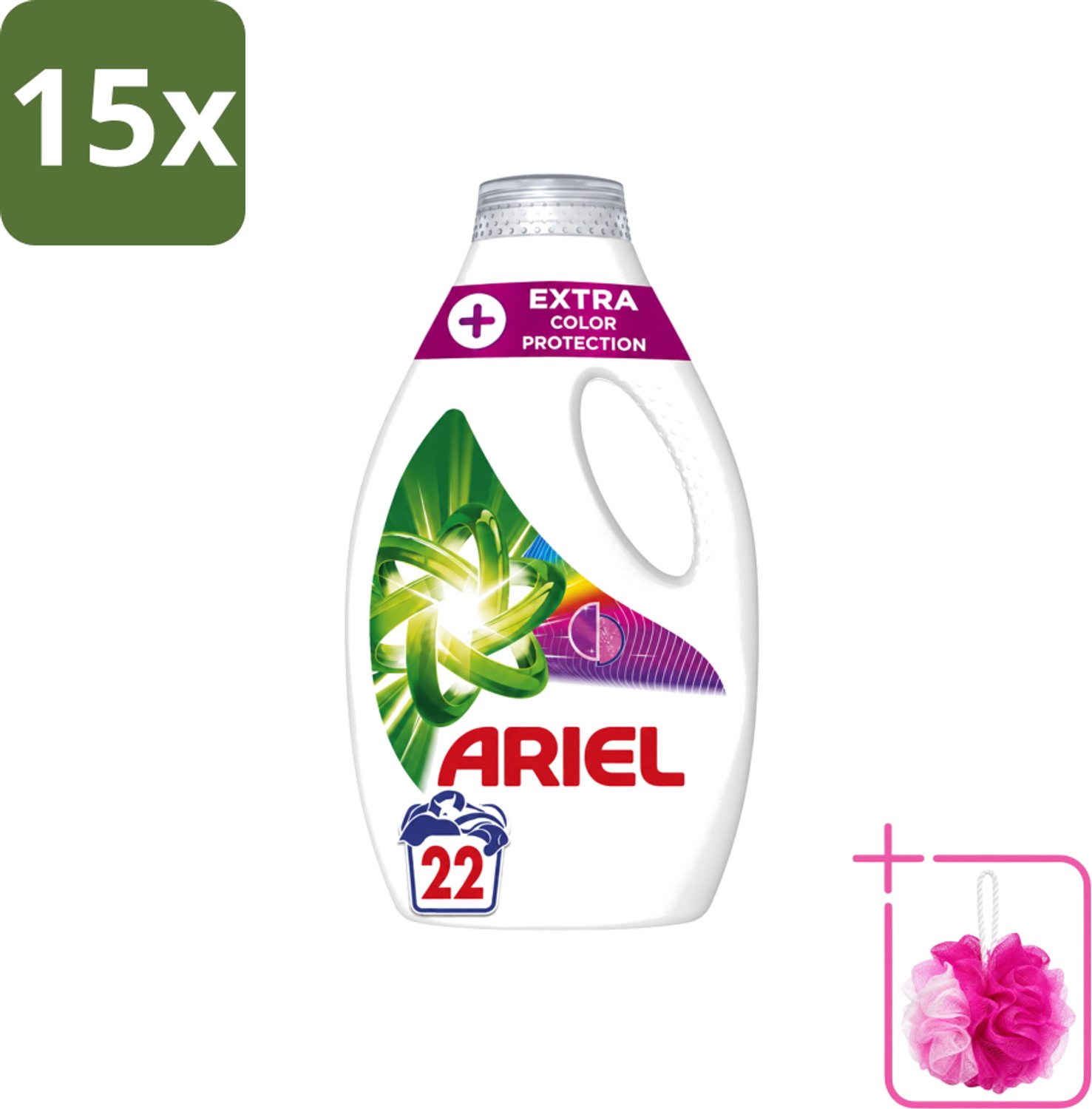 15 x Ariel – Vloeibaar Wasmiddel – Extra Color Protection – 990 ml – 22 wasbeurten - Bulkverpakking - Kleurbehoud wasmiddel - Douchemop - Vloeibaar wasmiddel kleur