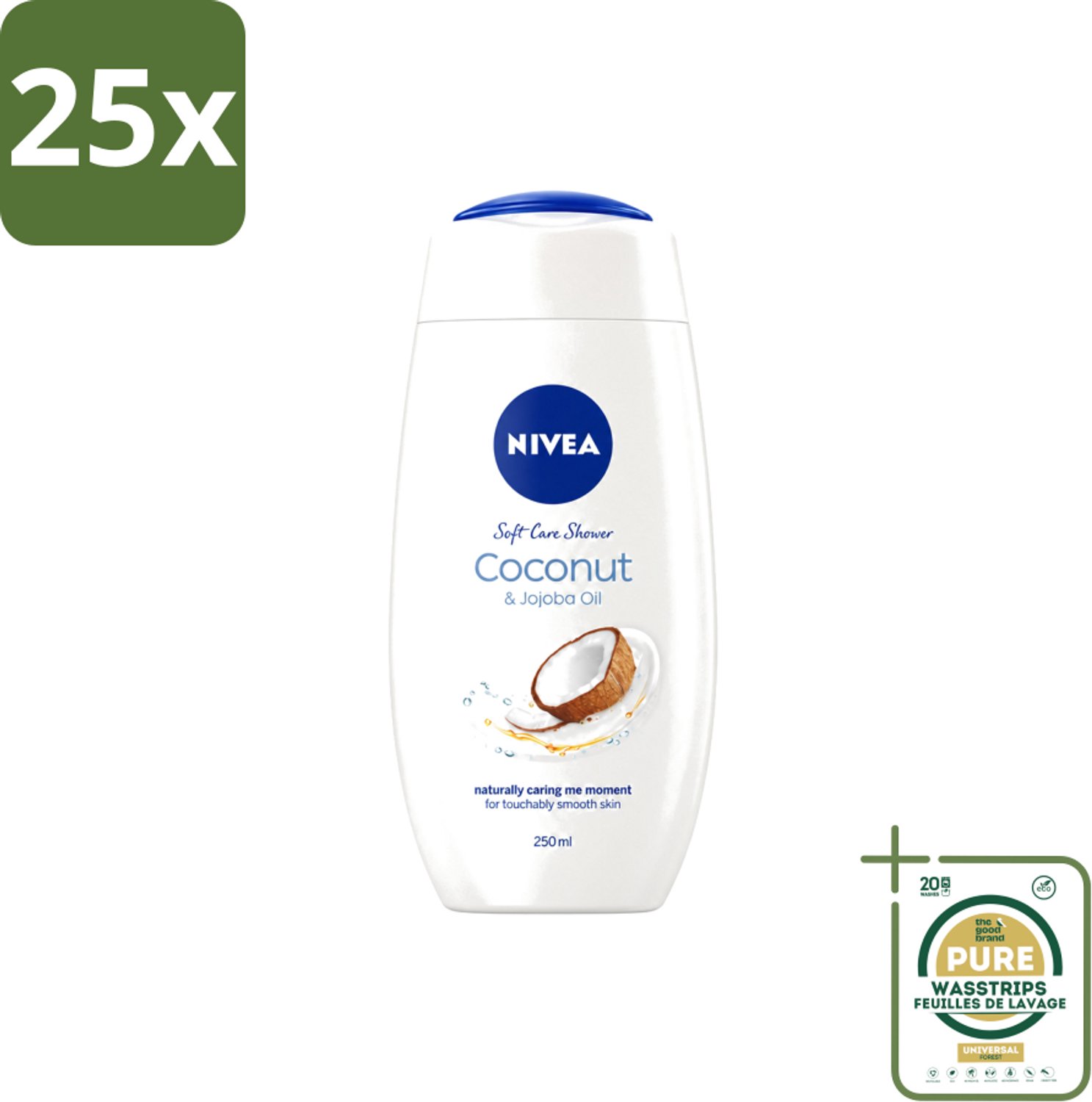 25 x Nivea - Huid Beschermende Douchecreme - Kokosnoot - 250 ml - Wasstrips - Douchecrème - Kokosnoot - Huidbeschermend - Hydratatie - Huidverzorging