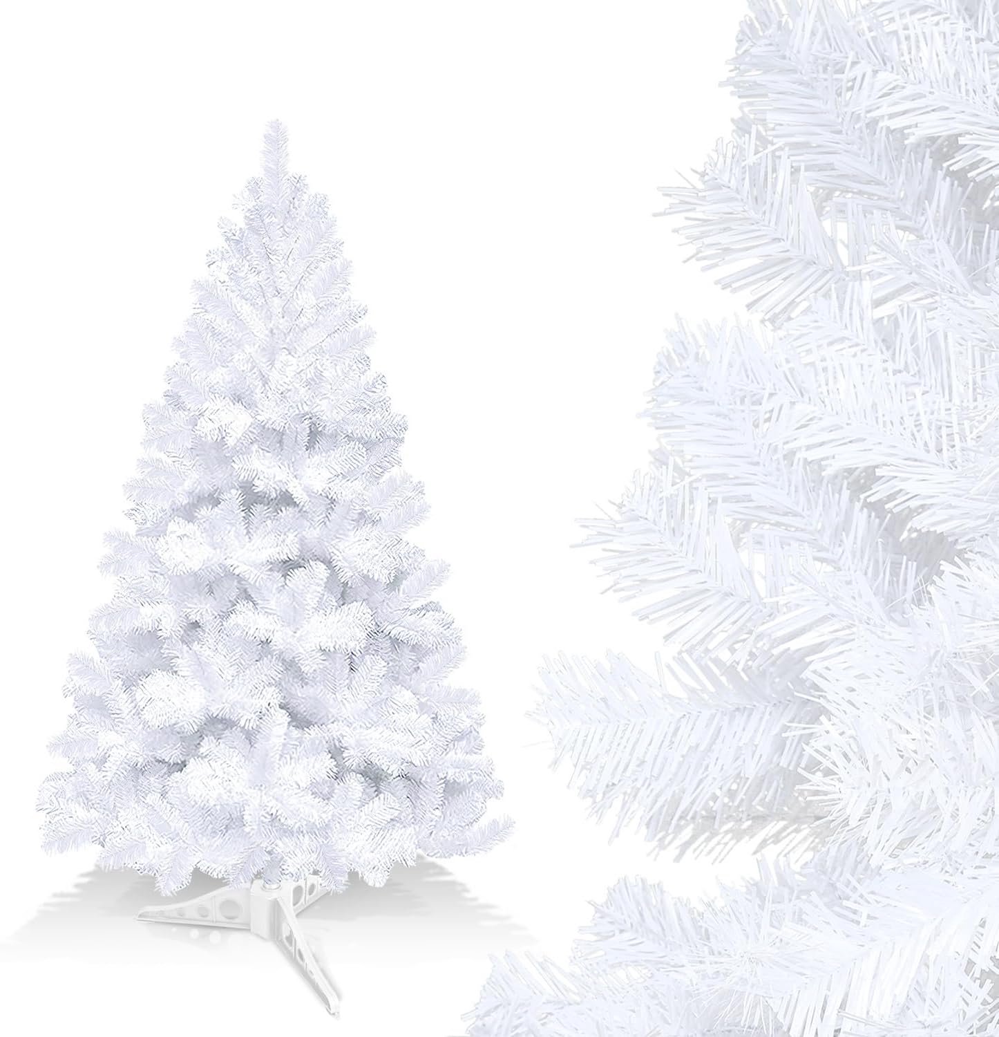 120 cm, moeilijk ontvlambaar pvc-materiaal, kerstboom met opvouwbare standaard, eenvoudige opbouw voor kerstdecoratie, wit