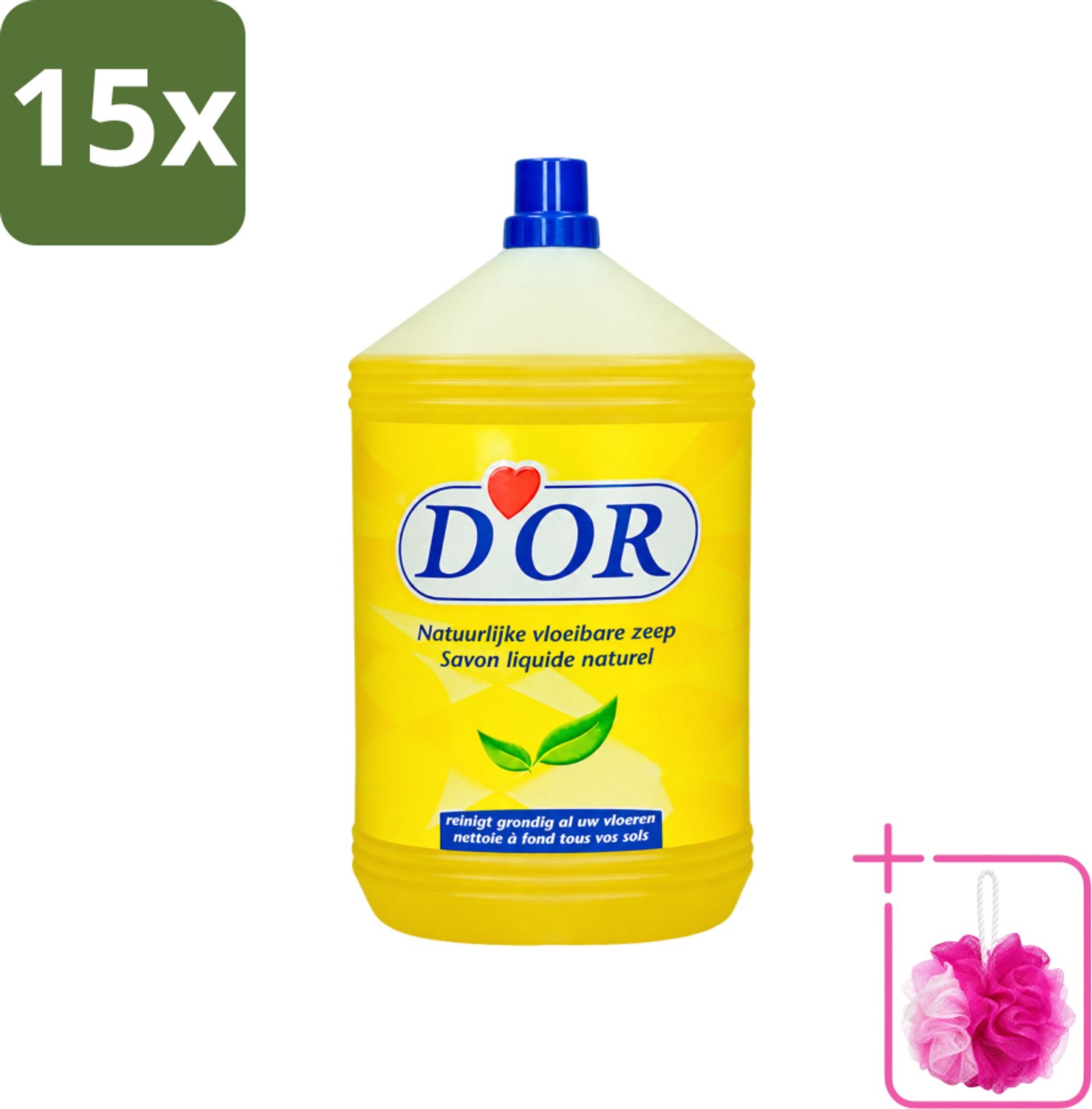 15 x D'Or - Natuurlijke Vloeibare Zeep - Voor Vloeren en Tegels - 5 liter - Bulkverpakking - Vloer reinigen - Douchemop - Vloer schoonmaken