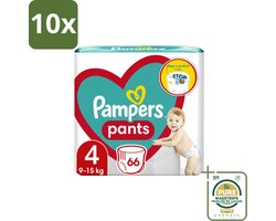 10 x Pampers – Luierbroekjes – Pants Maat 4 – 66 Luiers - Wasstrips - Luier Broekje - Luier Voor Baby - Luier Voor Peuters - Actieve Baby - Droge Luier