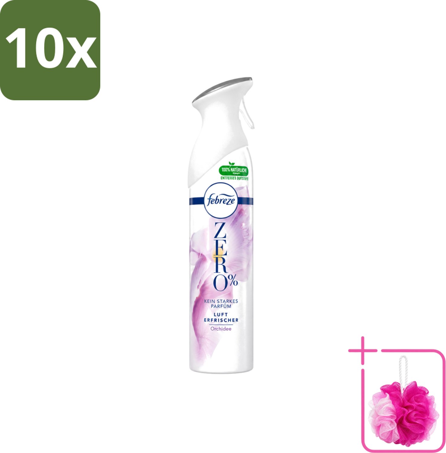 10 x Febreze Spray - Zero % - Orchidee - Luchtverfrisser - 300ml - Bulkverpakking - Luchtverfrisser - Douchemop - Geuren verwijderen