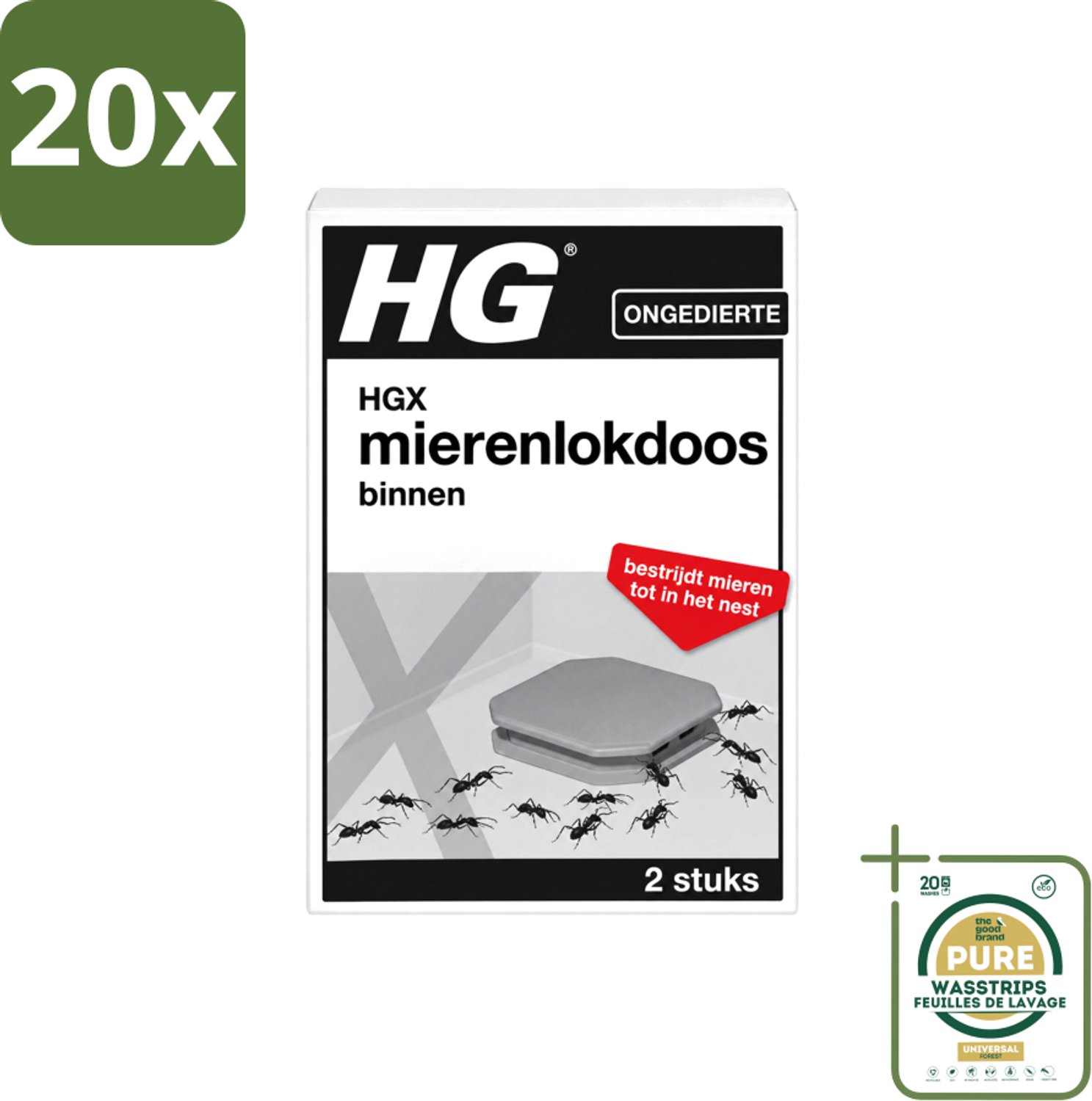 20 x HG X - Ongedierte - Mierenlokdoos Binnen - Bestrijdt Tot In Het Nest - 2 Doosjes - Wasstrips - Mierenbestrijding Binnen - Mierenlokdoos - Mierenbestrijding - Mierenbestrijding In Huis - Mierenbestrijding Op Looproutes