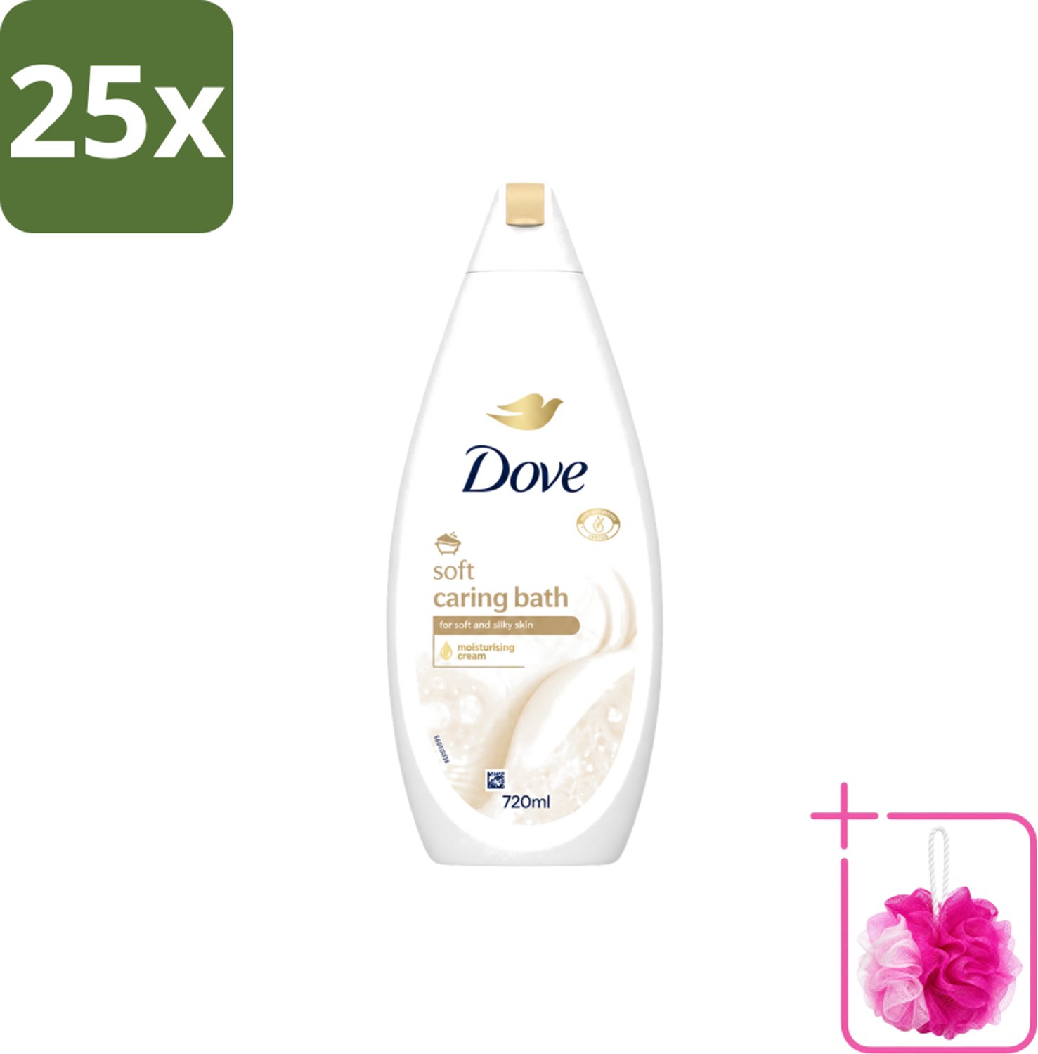 25 x Dove – Badcrème – Soft – 720 ml - Bulkverpakking - Douchegel - Douchemop - Zachte reiniging