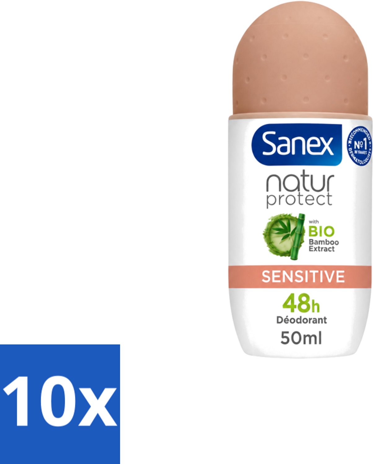 10 x Sanex – Deodorant Roll-On – Natur Protect Sensitive – 50 ml - Voordeelverpakking - 10 stuks