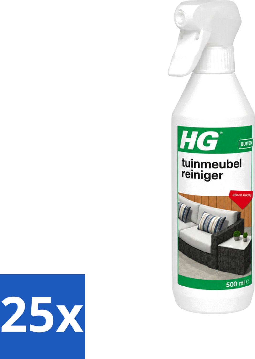 25 x HG - Buiten - Tuinmeubelreiniger - Uiterst Krachtig - 500 ml - Voordeelverpakking - 25 stuks