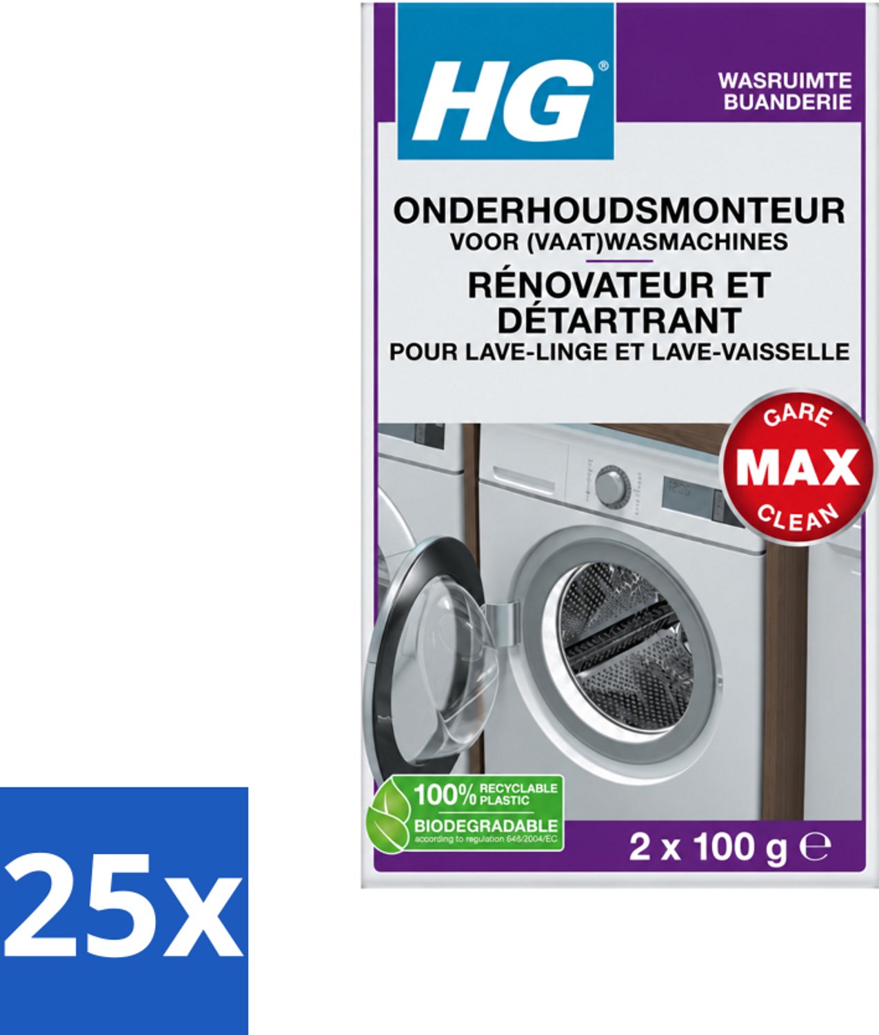 25 x HG - Onderhoudsmonteur Voor (Vaat)Wasmachines - 2 tot 4 Behandelingen - Voordeelverpakking - 25 stuks