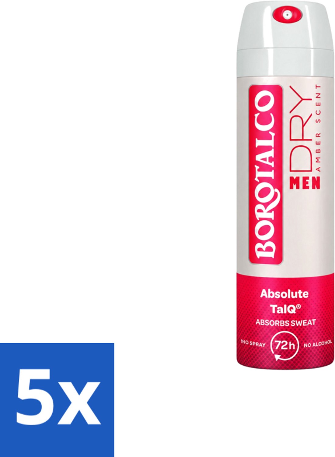 5 x Borotalco – Deodorant Spray – Men Amber Geur – 150 ml - Voordeelverpakking - 5 stuks