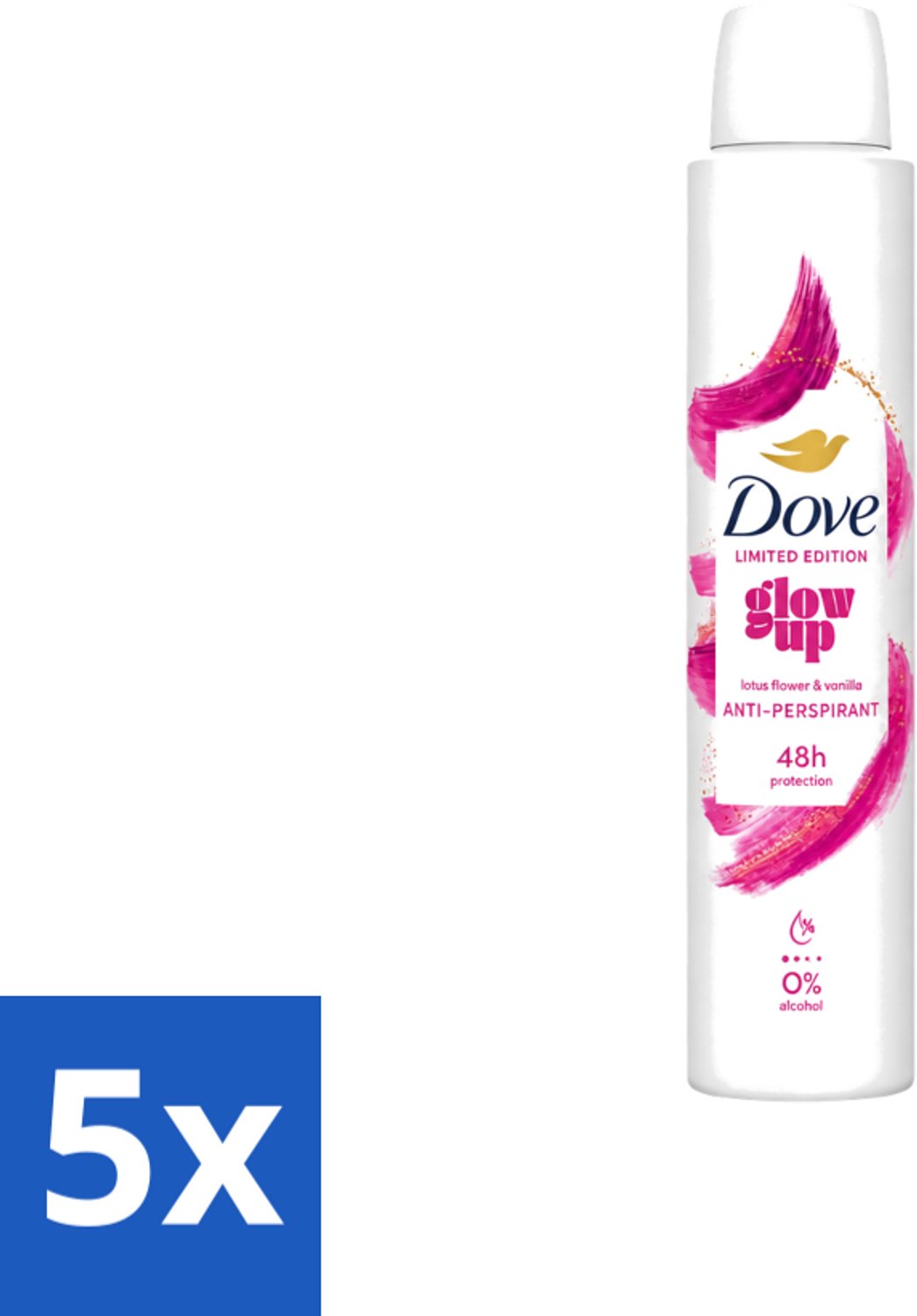 5 x Dove – Deodorant Spray – Glow Up – 200 ml - Voordeelverpakking - 5 stuks