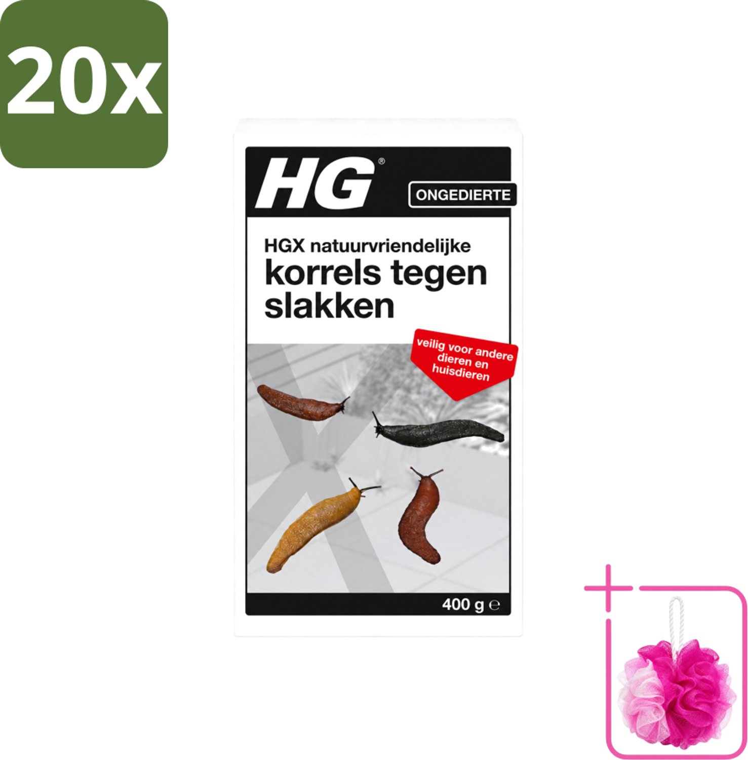 20 x HG X - Natuurvriendelijke Korrels tegen Slakken - Effectieve Bestrijding - 400 g - Bulkverpakking - Slakkenbestrijding - Douchemop - Natuurlijke korrels