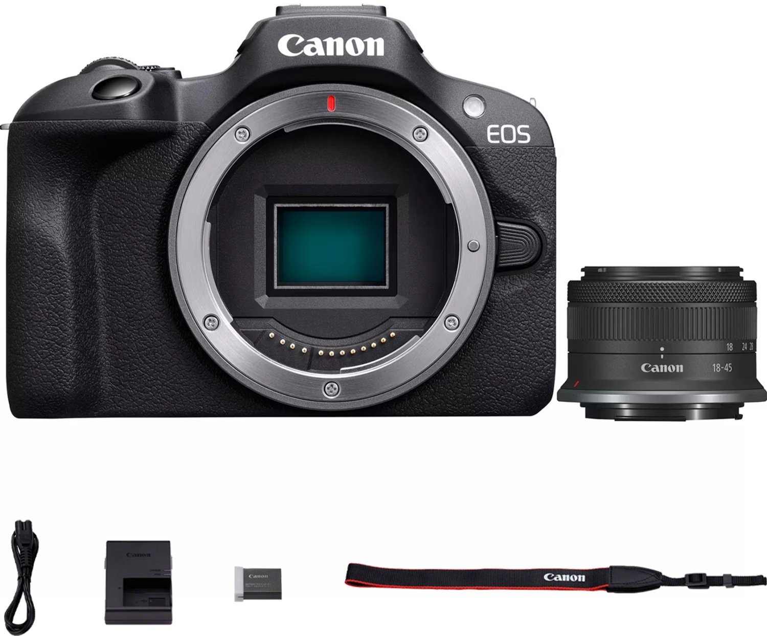 Bol.com Canon EOS R100 + RF-S 18-45 IS STM - Systeemcamera - Foto en Video - Compact formaat - Creative assist - Camera met stan... aanbieding