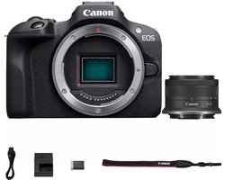 Canon EOS R100 + RF-S 18-45 IS STM - Systeemcamera - Foto en Video - Compact formaat - Creative assist - Camera met standaard zoomlens