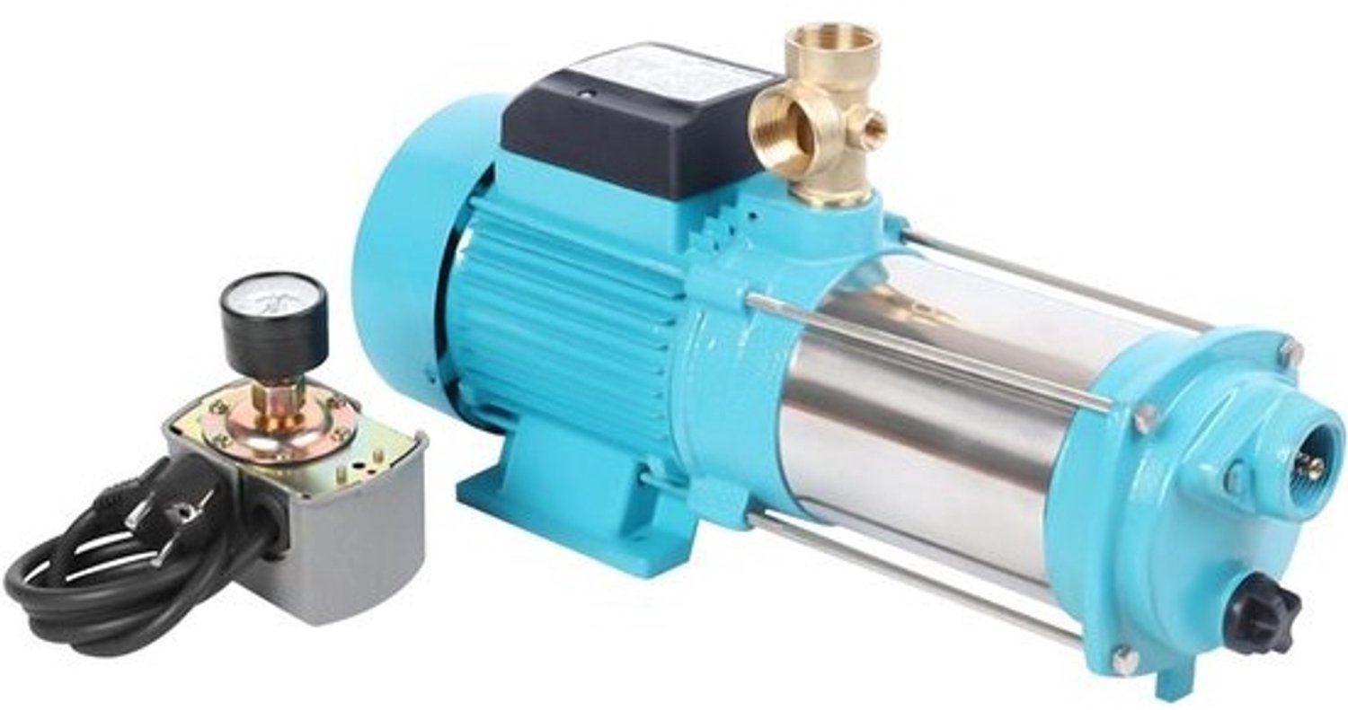Zelfaanzuigende pomp voor de tuin - Watercentrifugaalpomp - Water transporteren - Roestvrij staal - 4000 liter per uur - Turkoois