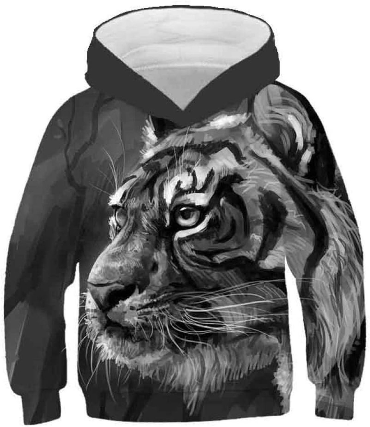 Hoodie 3D Print,3D Tiger Kids Hoodie Jongens Meisjes Dunne Sweatshirt Hoed Tijgerprint Tiener Jongens Meisjes Hoodie Trui