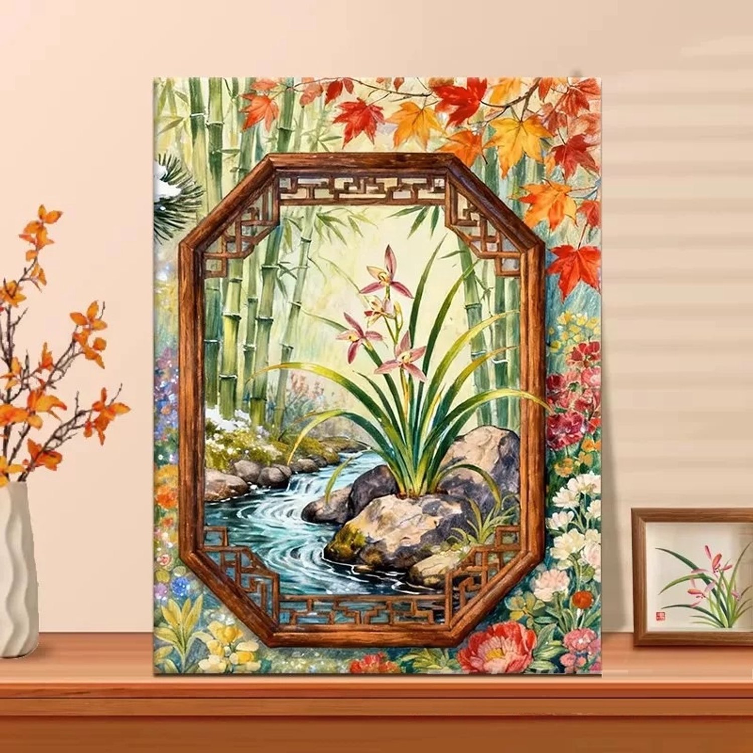 DIY kruissteekborduurpakket/Prachtig Lentelandschap/gedrukt kruissteekpatroon borduurpakket (frame niet inbegrepen) 40*50CM