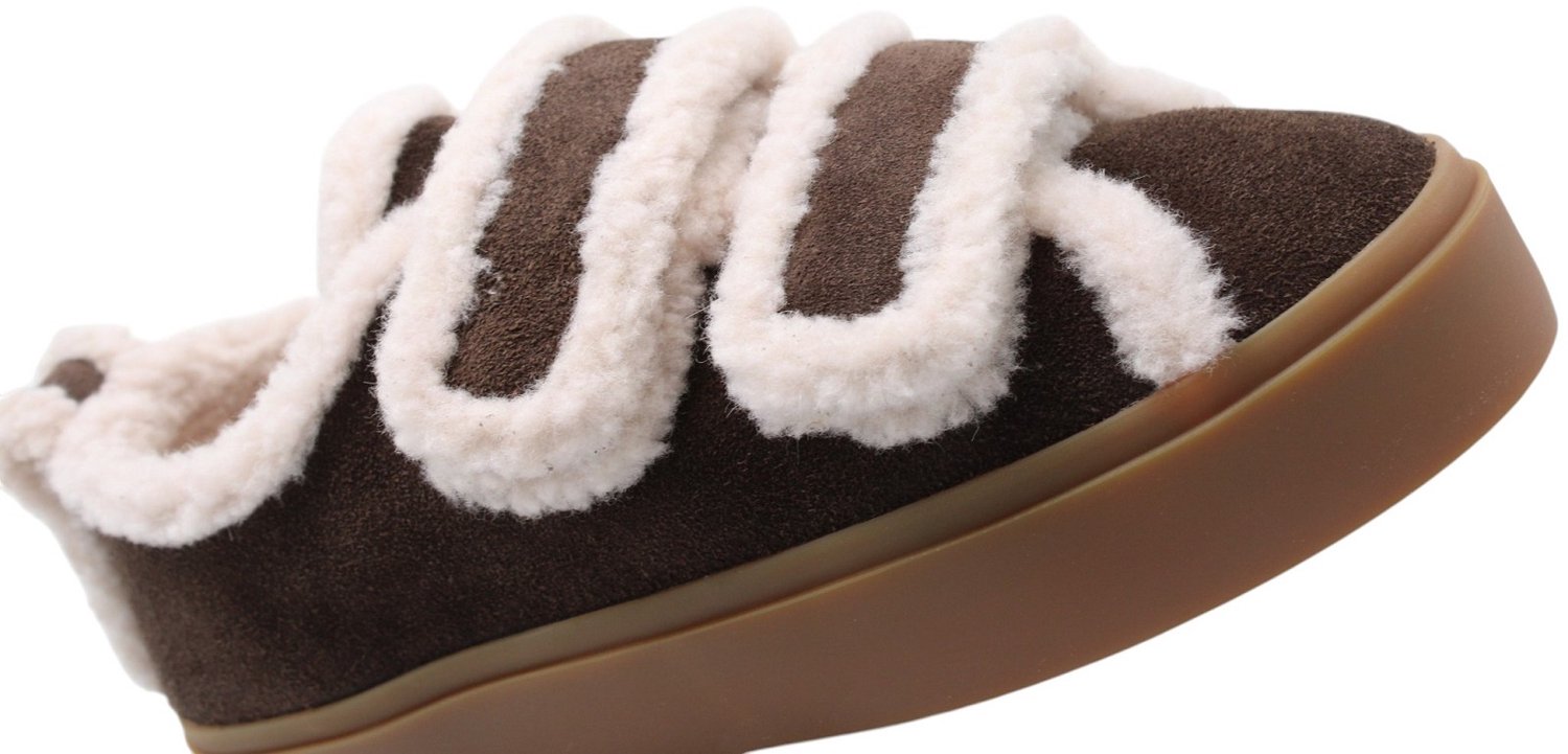 Inuikii Shearling Low Velcro Instappers - Dames - Bruin - Maat 41